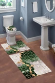 Yıkanabilir Kaymaz Tabanlı Dekoratif Lüx 3 Lü Klozet Takımı Banyo Paspas Seti RENKLİ #VALUE! - 1