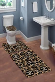Yıkanabilir Kaymaz Tabanlı Modern Desenli 3'lü Klozet Takımı Banyo Paspas Seti RENKLİ #VALUE! - 1