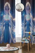 Dijital Baskı Yıkanabilir Elsa Desenli 2 Kanat Bebek ve Çocuk Odası Fon Perdesi RENKLİ 140 X 270 - 1