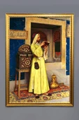 Dekoratif Modern Gold Çerçeveli Oryantalist Osmanlı Desenli Duvar Tablosu 50x70 CM RENKLİ 50 X 70 - 1