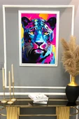 Dekoratif Modern Çerçeveli Kaplan Desenli Duvar Tablosu 50x70 CM RENKLİ 50 X 70 - 2