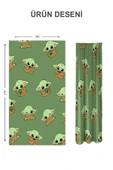 Dijital Baskı Yıkanabilir Baby Yoda Desenli 2 Kanat Bebek ve Çocuk Odası Fon Perdesi RENKLİ 140 X 270 - 2
