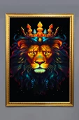 Dekoratif Modern Çerçeveli Aslan Desenli Duvar Tablosu 50x70 CM RENKLİ 50 X 70 - 1