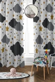 Dijital Baskı Yıkanabilir Bulut Desenli 2 Kanat Bebek ve Çocuk Odası Fon Perdesi RENKLİ 140 X 270 - 1