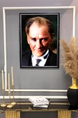 Dekoratif Modern Atatürk Desenli Çerçeveli Tablo Duvar Tablosu 50x70cm ATA06 RENKLİ 50 X 70 - 2