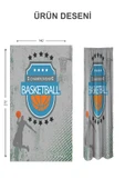 Dijital Baskı Yıkanabilir Basketbol Desenli 2 Kanat Bebek ve Çocuk Odası Fon Perdesi RENKLİ 140 X 270 - 2