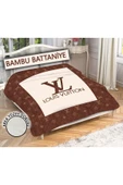 Dekoratif Modern Desenli %100 Bambu Kumaşlı Battaniye AÇIK KAHVERENGİ 200 X 225 - 1