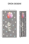 Dijital Baskı Yıkanabilir Fil Desenli 2 Kanat Bebek ve Çocuk Odası Fon Perdesi RENKLİ 140 X 270 - 2
