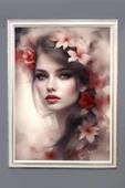 Dekoratif Modern Çerçeveli Soyut  Kız Desenli Duvar Tablosu 50x70 CM RENKLİ 50 X 70 - 1