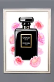 Dekoratif Modern Çerçeveli Coco Parfüm Desenli Duvar Tablosu 50x70 CM RENKLİ 50 X 70 - 1