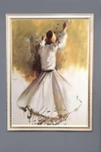 Dekoratif Modern Çerçeveli Semazen Desenli Duvar Tablosu 50x70 CM RENKLİ 50 X 70 - 1