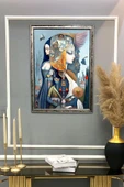 Dekoratif Modern Çerçeveli Soyut Kadın Desenli Duvar Tablosu 50x70 CM RENKLİ 50 X 70 - 2