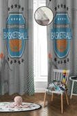 Dijital Baskı Yıkanabilir Basketbol Desenli 2 Kanat Bebek ve Çocuk Odası Fon Perdesi RENKLİ 140 X 270 - 1