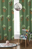 Dijital Baskı Yıkanabilir Baby Yoda Desenli 2 Kanat Bebek ve Çocuk Odası Fon Perdesi RENKLİ 140 X 270 - 1