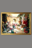 Dekoratif Modern Gold Çerçeveli Oryantalist Osmanlı Desenli Duvar Tablosu 50x70 CM RENKLİ 50 X 70 - 1