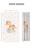 Dijital Baskı Yıkanabilir Tilki Desenli 2 Kanat Bebek ve Çocuk Odası Fon Perdesi RENKLİ 140 X 270 - 2
