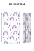 Dijital Baskı Yıkanabilir Dekoratif Modern Desenli 2 Kanat Bebek ve Çocuk Odası Fon Perdesi RB05 RENKLİ 140 X 270 - 2
