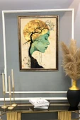 Dekoratif Modern Çerçeveli Ay Kız Desenli Duvar Tablosu 50x70 CM RENKLİ 50 X 70 - 2