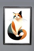 Dekoratif Modern Çerçeveli Kedi Desenli Duvar Tablosu 50x70 CM RENKLİ 50 X 70 - 1