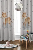 Dijital Baskı Yıkanabilir Tilki Desenli 2 Kanat Bebek ve Çocuk Odası Fon Perdesi RENKLİ 140 X 270 - 1