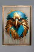 Dekoratif Modern Çerçeveli Gold Kartal Desenli Duvar Tablosu 50x70 CM RENKLİ 50 X 70 - 1
