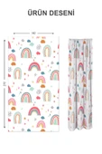 Dijital Baskı Yıkanabilir Dekoratif Modern Desenli 2 Kanat Bebek ve Çocuk Odası Fon Perdesi RB01 RENKLİ 140 X 270 - 2