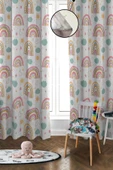 Dijital Baskı Yıkanabilir Dekoratif Modern Desenli 2 Kanat Bebek ve Çocuk Odası Fon Perdesi RB06 RENKLİ 140 X 270 - 1