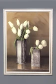 Dekoratif Modern Çerçeveli Vazoda Lale Desenli Duvar Tablosu 50x70 CM RENKLİ 50 X 70 - 1