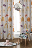 Dijital Baskı Yıkanabilir Dekoratif Modern Desenli 2 Kanat Bebek ve Çocuk Odası Fon Perdesi RB02 RENKLİ 140 X 270 - 1