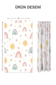 Dijital Baskı Yıkanabilir Dekoratif Modern Desenli 2 Kanat Bebek ve Çocuk Odası Fon Perdesi RB04 RENKLİ 140 X 270 - 2