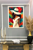 Dekoratif Modern Çerçeveli Soyut Kadın Desenli Duvar Tablosu 50x70 CM RENKLİ 50 X 70 - 2