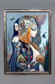 Dekoratif Modern Çerçeveli Soyut Kadın Desenli Duvar Tablosu 50x70 CM RENKLİ 50 X 70 - 1