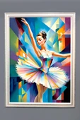 Dekoratif Modern Çerçeveli Balerin Kız Desenli Duvar Tablosu 50x70 CM RENKLİ 50 X 70 - 1