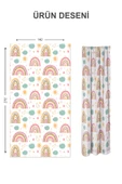 Dijital Baskı Yıkanabilir Dekoratif Modern Desenli 2 Kanat Bebek ve Çocuk Odası Fon Perdesi RB06 RENKLİ 140 X 270 - 2