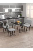 Hayat 70x110 Bendir Mutfak Masası, Mutfak Masası Takımı, Yemek Masası, 2 Sandalye 1 Bench - Açık Gri - 2