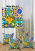 Çift Taraf Baskılı Parlak  Kumaş Bacı Milano Sicilia Desen 4 adet Kırlent Kılıf Seti RENKLİ 43 X 43 - 2