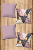 Çift Taraf Baskılı Parlak  Kumaş  Modern Desen 4 adet Kırlent Kılıf Seti RENKLİ 43 X 43 - 1