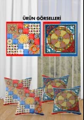 Çift Taraf Baskılı Parlak  Kumaş Bacı Milano Sicilia Desen 4 adet Kırlent Kılıf Seti RENKLİ 43 X 43 - 2