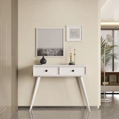 6021 LUNA (AHŞAP AYAKLI) MDF PROFİL ÇERÇEVELİ 2 ÇEKMECELİ DRESUAR BEYAZ - 3