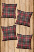 Çift Taraf Baskılı Parlak  Kumaş  Modern Desen 4 adet Kırlent Kılıf Seti RENKLİ 43 X 43 - 2