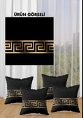 Çift Taraf Baskılı Parlak  Kumaş  Modern Desen 4 adet Kırlent Kılıf Seti RENKLİ 43 X 43 - 4
