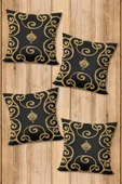Çift Taraf Baskılı Parlak  Kumaş  Modern Desen 4 adet Kırlent Kılıf Seti RENKLİ 43 X 43 - 1