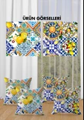 Çift Taraf Baskılı Parlak  Kumaş Bacı Milano Sicilia Desen 4 adet Kırlent Kılıf Seti RENKLİ 43 X 43 - 2