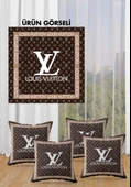 Çift Taraf Baskılı Parlak  Kumaş  Modern Desen 4 adet Kırlent Kılıf Seti RENKLİ 43 X 43 - 4