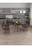 Hayat 70x110 Bendir Mutfak Masası, Mutfak Masası Takımı, Yemek Masası, 2 Sandalye 1 Bench - Kahve - 3