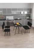 Hayat 70x110 Bendir Mutfak Masası, Mutfak Masası Takımı, Yemek Masası, 2 Sandalye 1 Bench - Siyah - 3