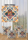 Çift Taraf Baskılı Parlak  Kumaş Bacı Milano Sicilia Desen 4 adet Kırlent Kılıf Seti RENKLİ 43 X 43 - 2