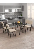 Hayat 70x110 Bendir Mutfak Masası, Mutfak Masası Takımı, Yemek Masası, 2 Sandalye 1 Bench - Krem - 2