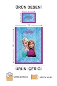 Pamuk Dolgulu Kadife Kumaş Elsa Frozen Desenli Tek Kişilik Kapitone Yatak Örtüsü Seti Drk-0107 MAVİ 180 X 240 - 2