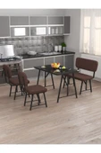 Hayat 70x110 Bendir Mutfak Masası, Mutfak Masası Takımı, Yemek Masası, 2 Sandalye 1 Bench - Kahve - 2